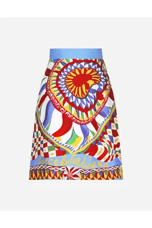 Dolce & Gabbana Short Carretto-print Twill Skirt - Woman Skirts Carretto Print Silk 40