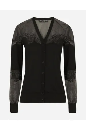 Dolce & Gabbana Cashmere, Tulle And Silk Cardigan With Lace - Woman Sweaters And Cardigans 44