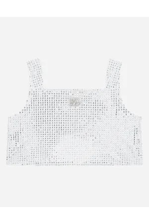 Dolce & Gabbana Interlock Crop Top With Fusible Rhinestones - Woman Shirts And Tops 8