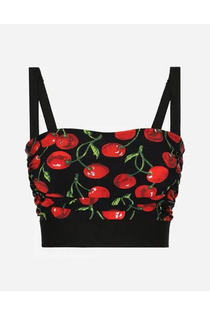 Dolce & Gabbana Cherry-print Technical Jersey Top With Straps - Woman Shirts And Tops Multi-colored Fabric 40