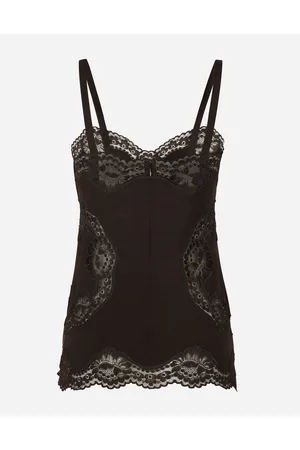 Dolce & Gabbana Wool Jersey Lingerie Top With Lace Inlays - Woman Shirts And Tops Wool 1