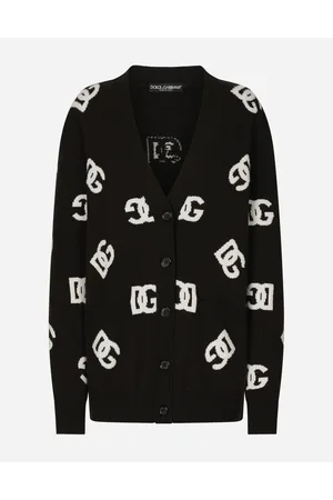 Dolce & Gabbana Wool Cardigan With Dg Inlay - Woman Sweaters And Cardigans Multi-colored Wool 36