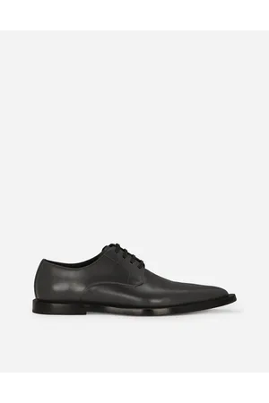 Dolce & Gabbana Calfskin Derby Shoes - Man Lace-ups Gray Leather 46