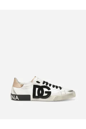Dolce & Gabbana Calfskin Portofino Vintage Sneakers - Man Sneakers White Leather 39