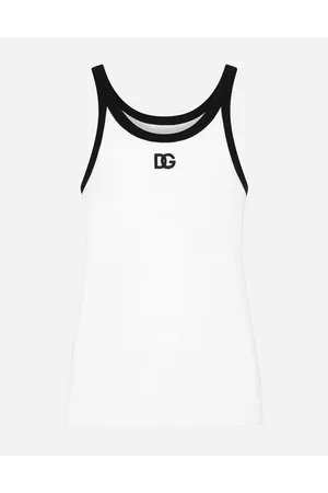 Dolce & Gabbana Fine-rib Cotton Singlet With Dg Patch - Man Black Cotton 6