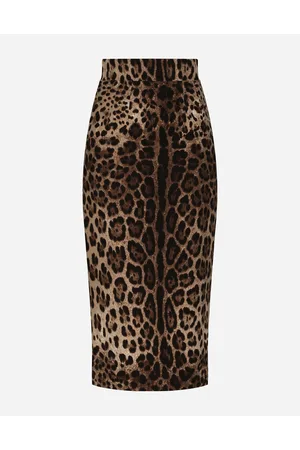 Dolce & Gabbana Leopard-print Double Crepe Calf-length Skirt - Woman Skirts Wool 36