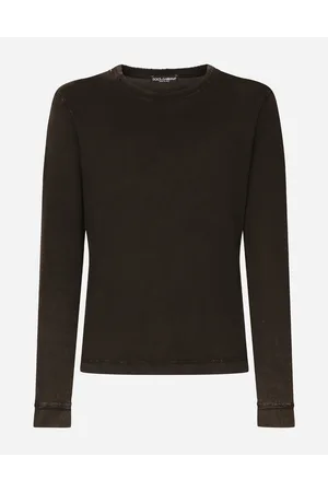Dolce & Gabbana Long-sleeved Overdyed Jersey T-shirt - Man T-shirts And Polos Cotton 48