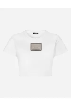 Dolce & Gabbana Kim Cropped T-shirt With “kim ” Tag - Woman T-shirts And Sweatshirts Cotton 40