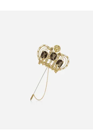 Dolce & Gabbana Crown Brooch With Quartzes And Diamonds - Man Brooches&tiepins Onesize