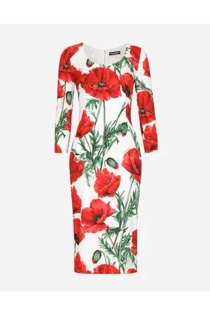 Dolce & Gabbana Poppy-print Charmeuse Midi Dress - Woman 40