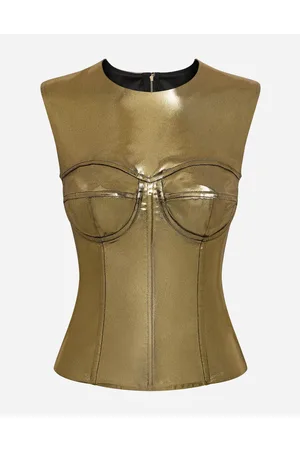 Dolce & Gabbana Short Foiled Satin Corset Top - Woman Shirts And Tops Fabric 36