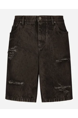Dolce & Gabbana Washed Denim Bermuda Shorts With Rips - Man Denim Multi-colored Denim 46
