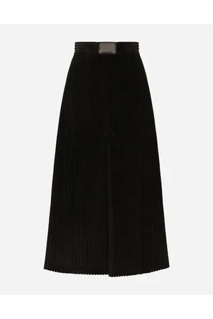 Dolce & Gabbana Long Corduroy A-line Skirt With Logo Tag - Woman Skirts Velvet 36