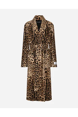 Dolce & Gabbana Kim Leopard-print Terrycloth Coat With Belt And The Re-edition Label - Woman Coats And Jackets 42