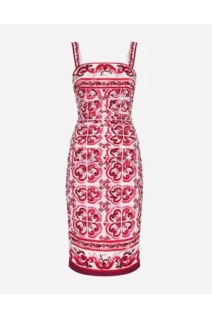Dolce & Gabbana Majolica-print Charmeuse Midi Dress - Woman Dresses Fuchsia Silk 38