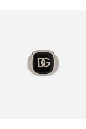 Dolce & Gabbana Ring With Enameled Accent And Dg Logo - Man Bijoux Metal 58