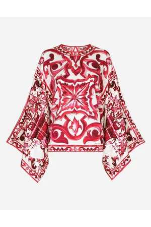 Dolce & Gabbana Majolica-print Charmeuse Blouse - Woman Shirts And Tops Fuchsia Silk 40