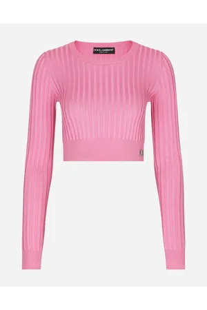 Dolce & Gabbana Cropped Sweater In Ribbed Silk - Woman Sweaters And Cardigans Silk 36