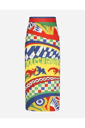 Dolce & Gabbana Calf-length Technical Jersey Pencil Skirt With Carretto Print - Woman Skirts Carretto Print Fabric 36