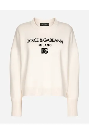 Dolce & Gabbana Cashmere Sweater With Flocked Dg Logo - Woman Sweaters And Cardigans 36
