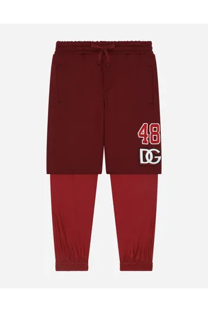 Dolce & Gabbana Nylon Jogging Pants With Shorts With Dg Sport Print - Man Burgundy 6 Years