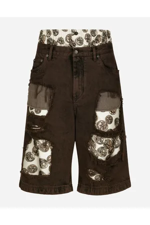 Dolce & Gabbana Denim Shorts With Rips - Man Denim Multi-colored Denim 48