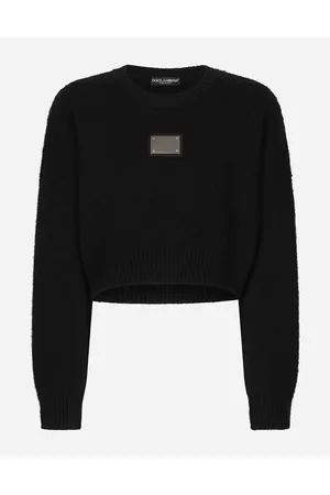 Dolce & Gabbana Wool And Cashmere Round-neck Sweater With Logo Tag - Woman Sweaters And Cardigans Wool 36