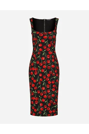 Dolce & Gabbana Cherry-print Jersey Midi Dress - Woman Dresses Multi-colored Fabric 40