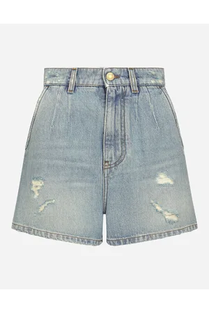 Dolce & Gabbana High-waisted Denim Shorts - Woman Denim Multi-colored Cotton 36