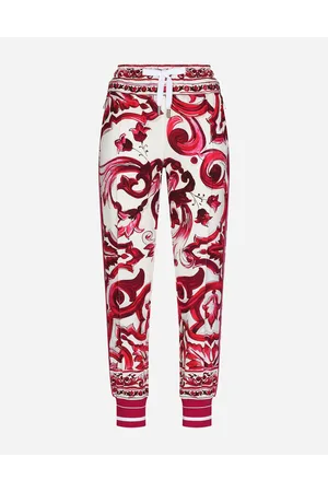 Dolce & Gabbana Majolica-print Cady Jogging Pants - Woman Trousers And Shorts Fuchsia Viscose 38