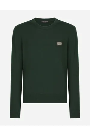 Dolce & Gabbana Wool And Cashmere Round-neck Sweater - Man Sweaters And Cardigans Green Wool 44