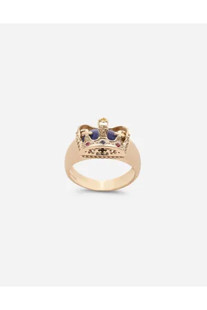 Dolce & Gabbana Crown Yellow Ring With Lapislazzuli On The Inside - Man Rings 58
