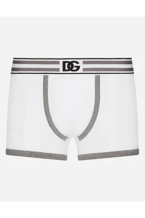Dolce & Gabbana Regular-fit Two-way Stretch Jersey Boxers With Dg Logo - Man Underwear And Loungewear Gray Cotton 3