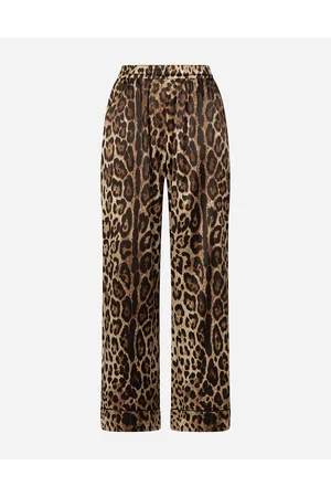 Dolce & Gabbana Leopard-print Satin Pajama Pants - Woman Trousers And Shorts Animal Print Cotton 40
