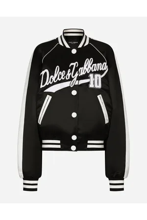 Dolce & Gabbana Satin Varsity Bomber Jacket With Embroidery - Woman Coats And Jackets Satin 38
