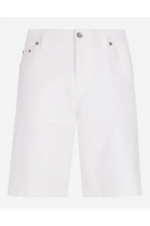 Dolce & Gabbana White Stretch Denim Shorts - Man Denim Multi-colored Denim 44