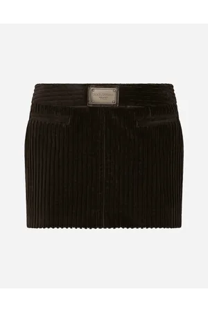 Dolce & Gabbana Corduroy Miniskirt With Logo Tag - Woman Skirts Velvet 40