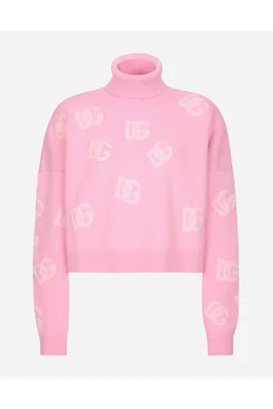 Dolce & Gabbana Cropped Cashmere Sweater With Dg Logo Inlay - Woman Sweaters And Cardigans Multi-colored 38