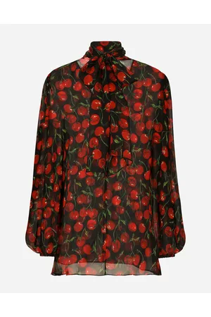 Dolce & Gabbana Cherry-print Chiffon Pussy-bow Blouse - Woman Shirts And Tops Multi-colored Silk 36