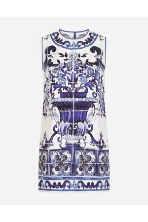 Dolce & Gabbana Majolica-print Charmeuse Top - Woman Shirts And Tops Blue 36
