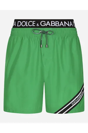 Dolce & Gabbana Mid-length Swim Trunks With Branded Band - Man Beachwear Fabric 2