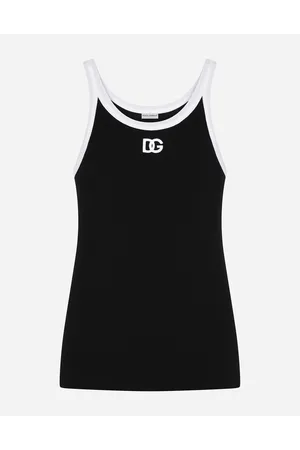 Dolce & Gabbana Fine-rib Cotton Singlet With Dg Patch - Man Multi-colored Cotton 6
