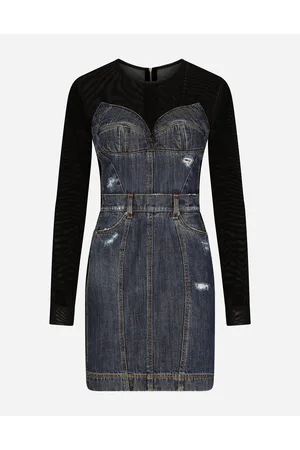 Dolce & Gabbana Short Patchwork Denim And Tulle Dress - Woman Multi-colored 40
