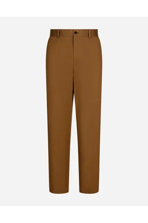 Dolce & Gabbana Stretch Gabardine Pants With Logo Label - Man Trousers And Shorts Cotton 44