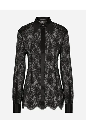 Dolce & Gabbana Chantilly Lace Shirt With Satin Details - Woman Shirts And Tops Lace 36