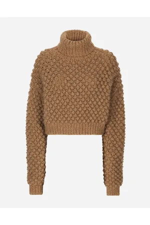 Dolce & Gabbana Hazelnut-stitch Alpaca Turtle-neck Sweater - Woman Sweaters And Cardigans Alpaca 38