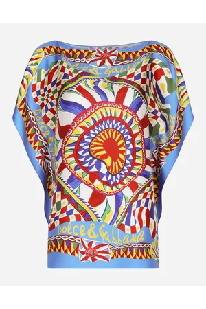Dolce & Gabbana Carretto-print Scarf-panel Twill Blouse - Woman Shirts And Tops Carretto Print Silk 36
