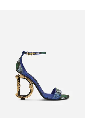 Dolce & Gabbana Python Skin Sandals With Baroque Dg Detail - Woman Sandals And Wedges Fine Leathers 36