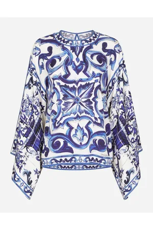 Dolce & Gabbana Majolica-print Charmeuse Blouse - Woman Shirts And Tops Blue Silk 40