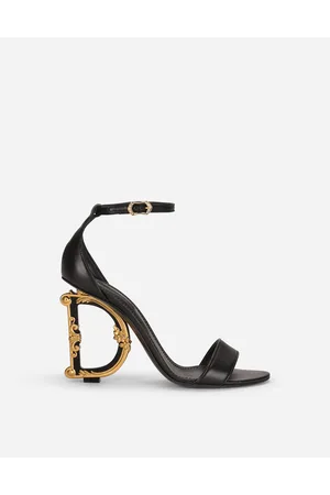 Dolce & Gabbana Nappa Leather Sandals With Baroque Dg Detail - Woman Sandals And Wedges Leather 35